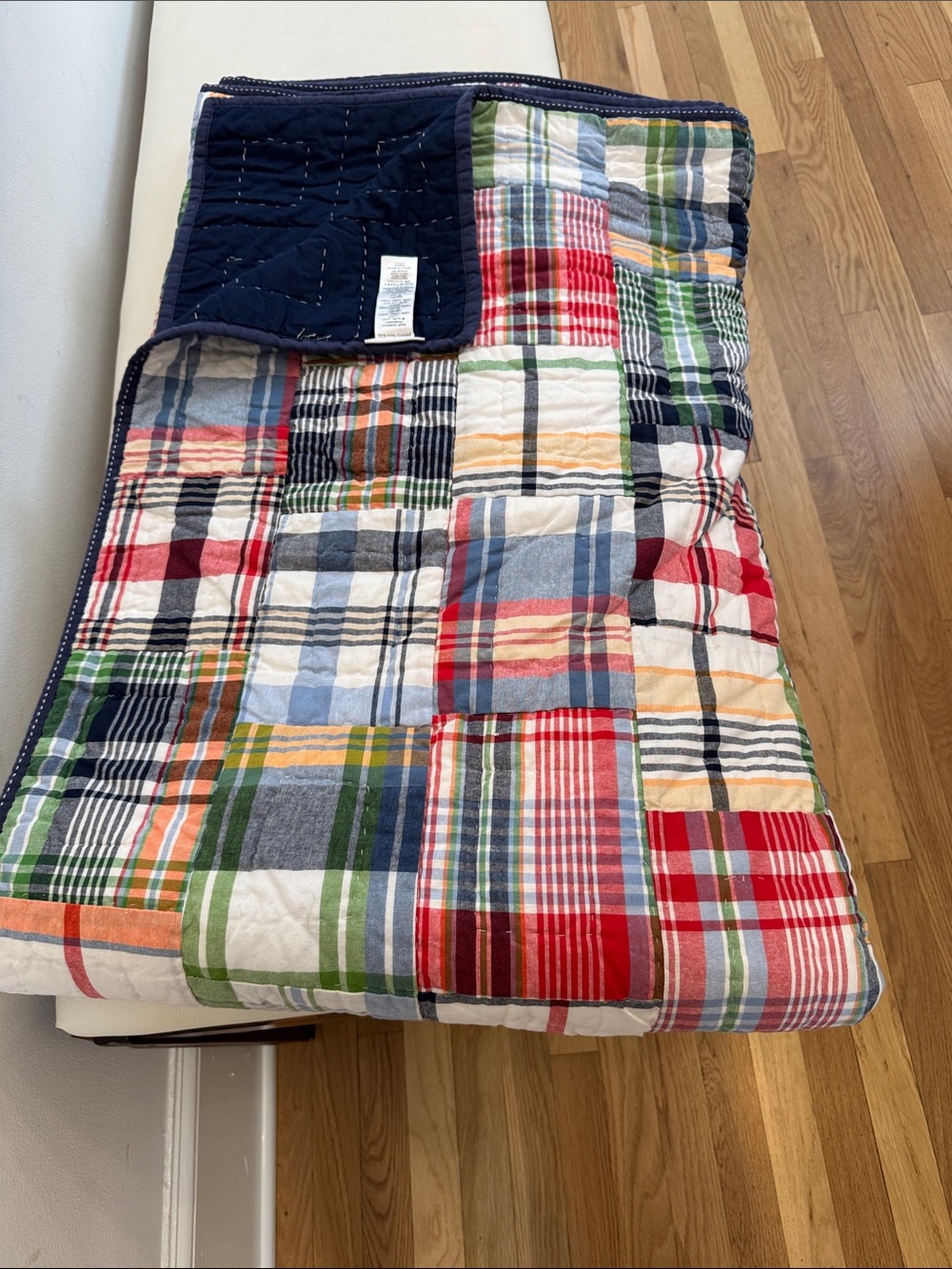Pottery Barn Kids Plaid Patchwork Quilt. Used once as a prop.